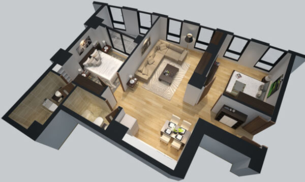 Thiết kế nội thất căn hộ chung cư 68m2