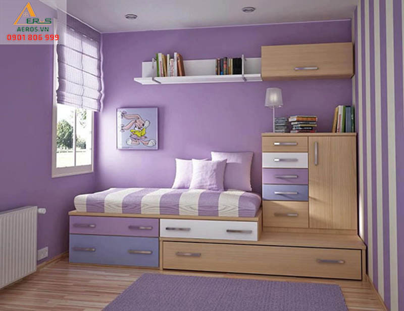 phòng ngủ màu tím