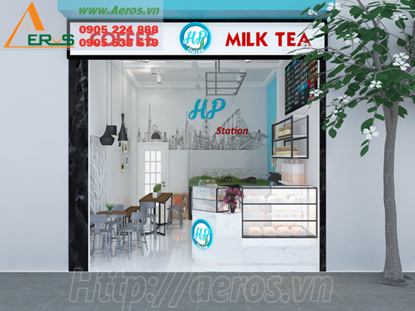 Hình ảnh thiết kế quán trà sữa HP ở quận Tân Phú, TPHCM