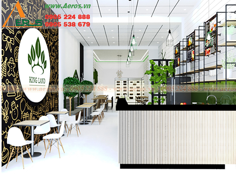 Hình ảnh thiết kế nội thất quán trà sữa King Land ở Long An