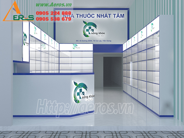 Hình ảnh thiết kế thi công nhà thuốc tây Nhất Tâm ờ tại Tiền Giang