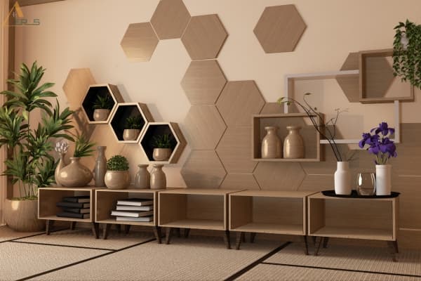 Hình ảnh dự án Mẫu Kệ Gỗ Trang Trí Phòng Khách Đẹp - Hiện Đại 2023. Kệ gỗ trang trí phòng khách là một món đồ nội thất tuyệt vời mà bạn không thể bỏ qua, bởi đây không chỉ là vật dụng giúp lưu trữ các món đồ nội thất mà còn tô điểm cho không gian phòng khách nhà bạn. Cùng AEROS tham khảo những mẫu kệ gỗ phòng khách được ưa chuộng nhất 2023 nhé!