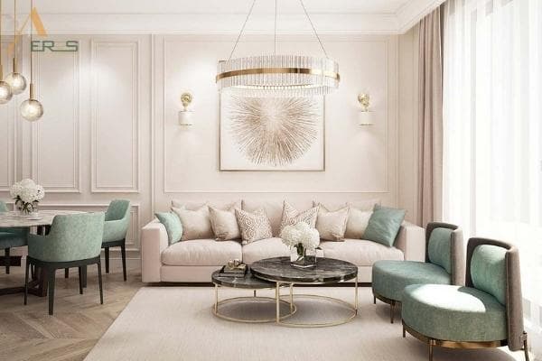 Hình ảnh dự án Thiết kế nội thất nhà phố phong cách tân cổ điển đẹp, hiện đại. Nhà phố tân cổ điển là sự kết hợp độc đáo giữa phong cách hiện đại và phong cách cổ điển, mang vẻ đẹp thanh lịch, trang nhã và sang trọng. Cùng AEROS tìm hiểu phong cách nội thất nhà phố tân cổ điển trong bài viết dưới đây nhé!