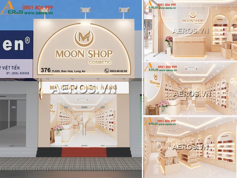 Hình ảnh dự án Thiết kế shop mỹ phẩm MOON SHOP tại Long An. Khám phá chi tiết về dự án Thiết kế shop mỹ phẩm MOON SHOP tại Long An được thực hiện bởi đội ngũ chuyên gia giàu kinh nghiệm. Dự án này thể hiện sự chuyên nghiệp và chất lượng trong từng công đoạn thực hiện.