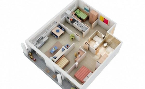 Thiết kế căn hộ 80m2 3 phòng ngủ