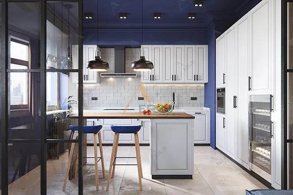 Phòng bếp màu xanh dương