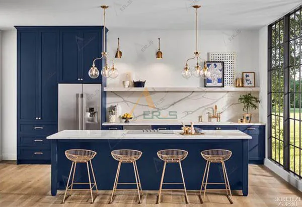 phòng bếp màu xanh dương