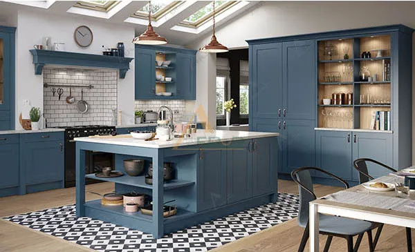 phòng bếp màu xanh dương