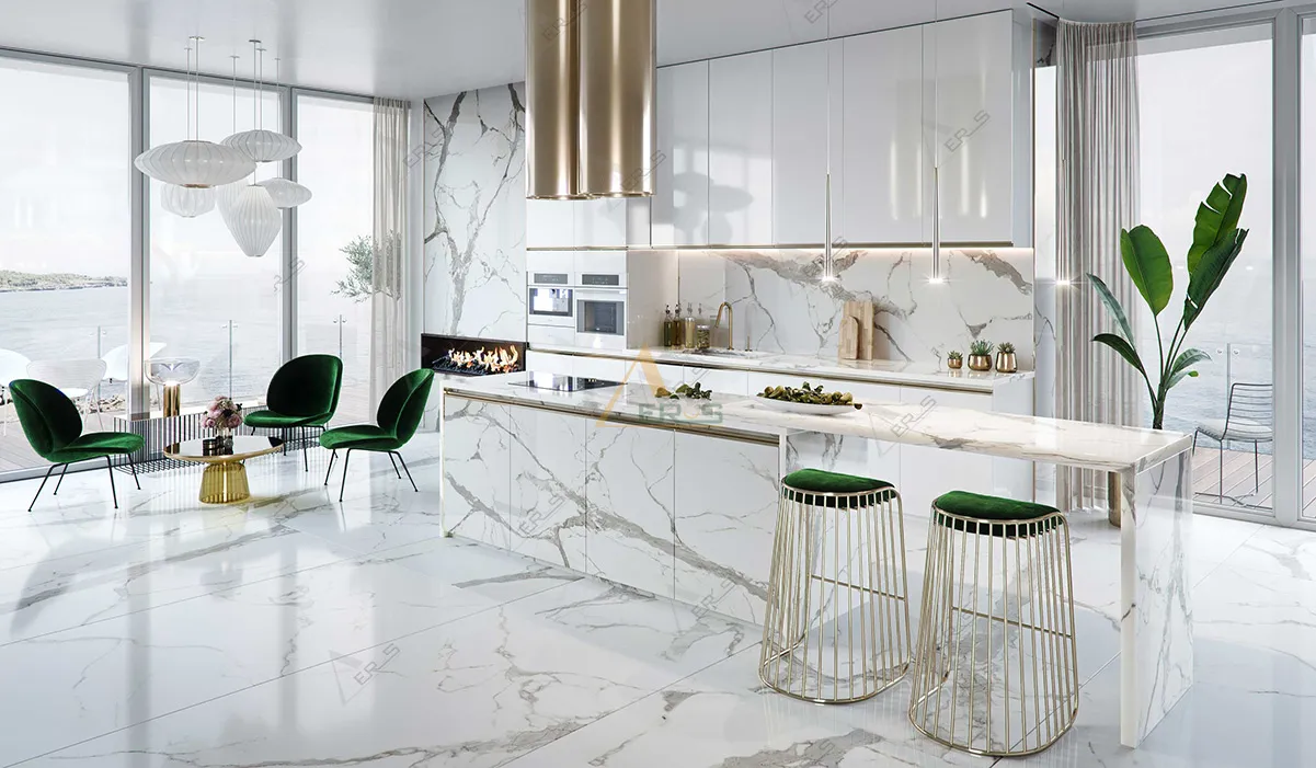 Phòng bếp sang trọng đá marble