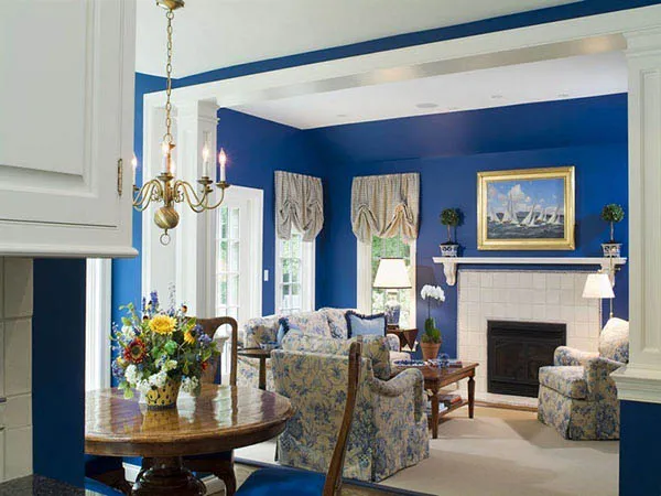 Phòng khách màu xanh dương