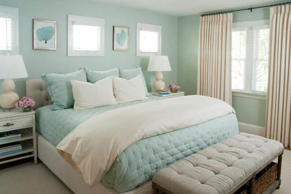 phòng ngủ màu xanh ngọc