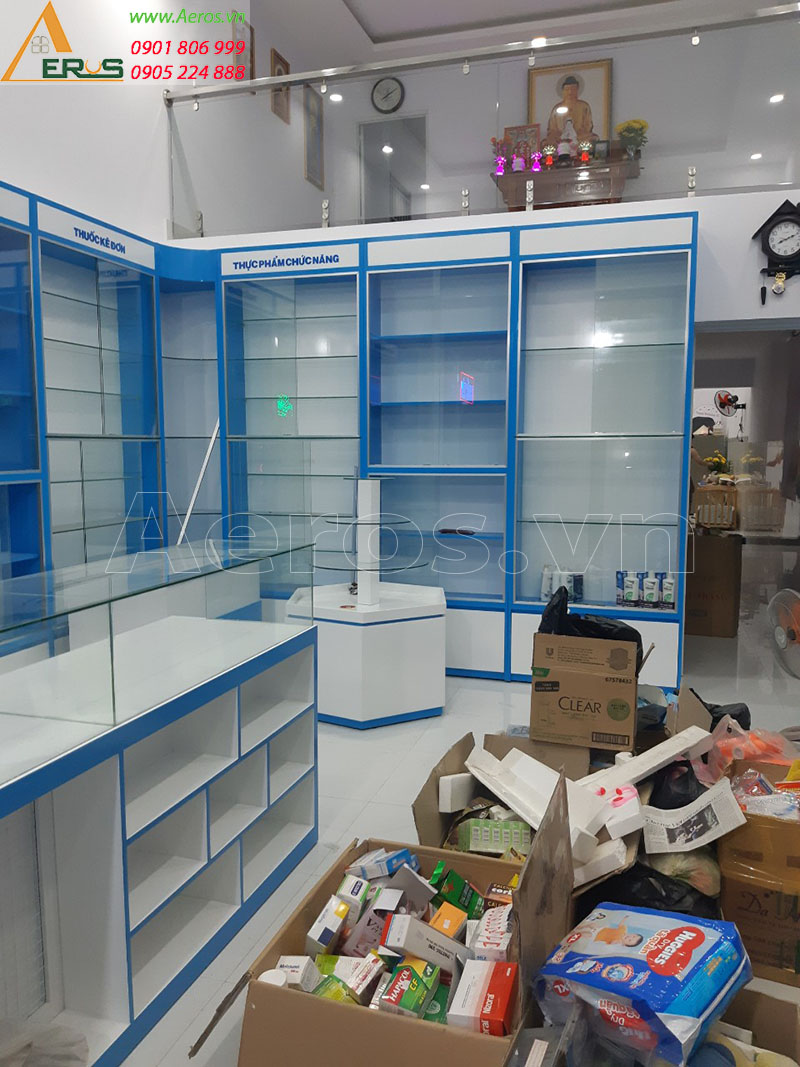 Hình ảnh thi công tủ quầy nhà thuốc tây GPP số 132 tại Tân Uyên, Bình Dương