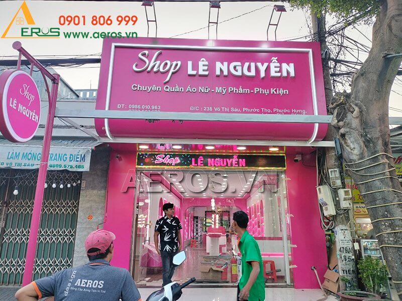 Thi công bảng hiệu shop mỹ phẩm Lê Nguyễn tại Bà Rịa-Vũng Tàu