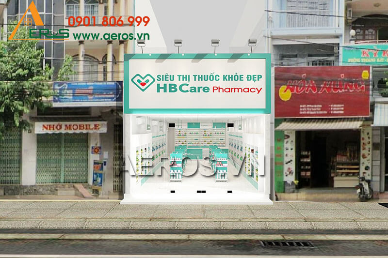 Thiết kế bảng hiệu nhà thuốc HB CARE - chi nhánh Trương Công Định, TP Vũng Tàu