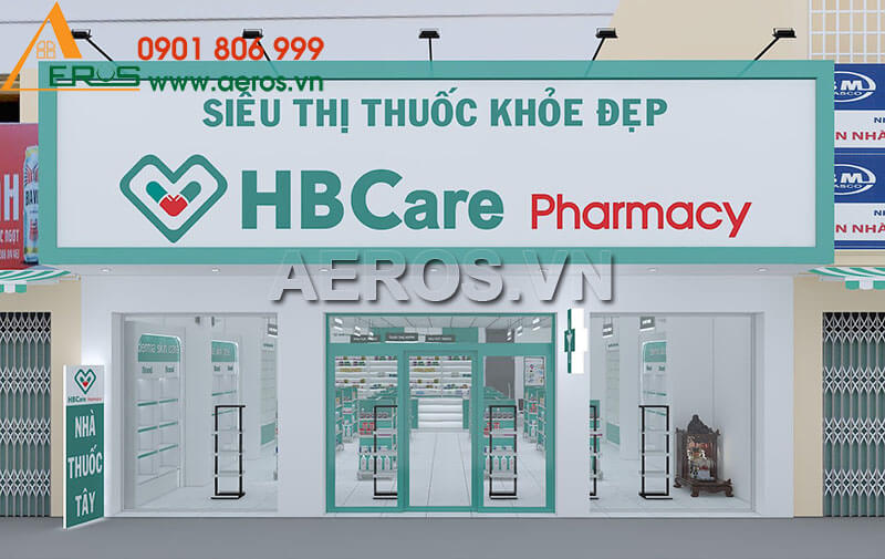 Thiết kế bảng hiệu nhà thuốc HB Care chi nhánh Hoàng Hoa Thám, Vũng Tàu