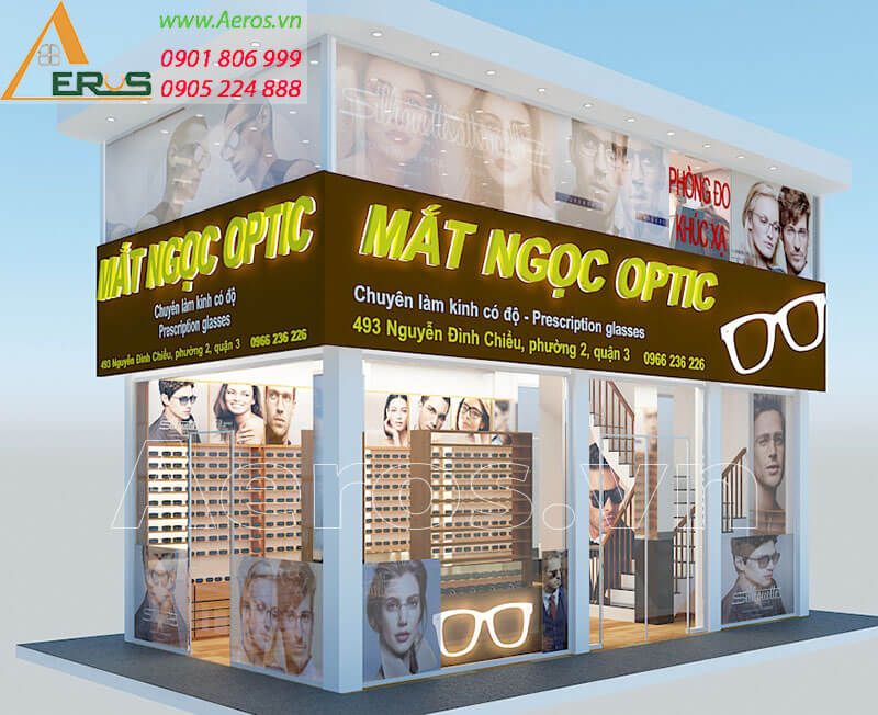 Thiết kế cửa hàng mắt kính Mắt Ngọc Optic của anh Tường tại quận 3