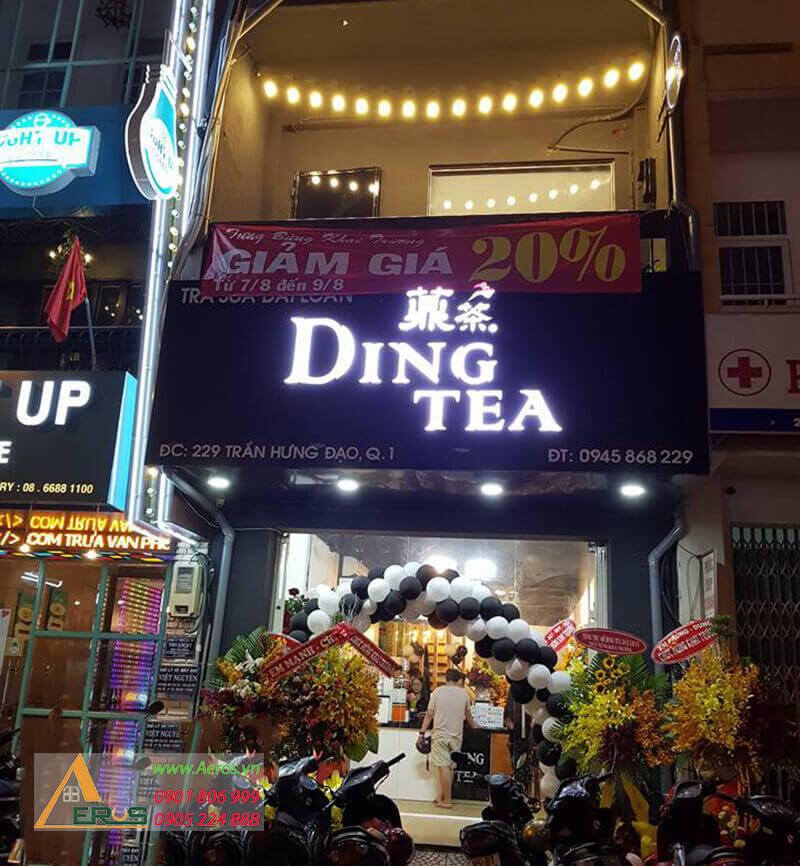 Thiết kế thi công cửa hàng trà sữa Ding Tea của anh Kiên tại quận 1