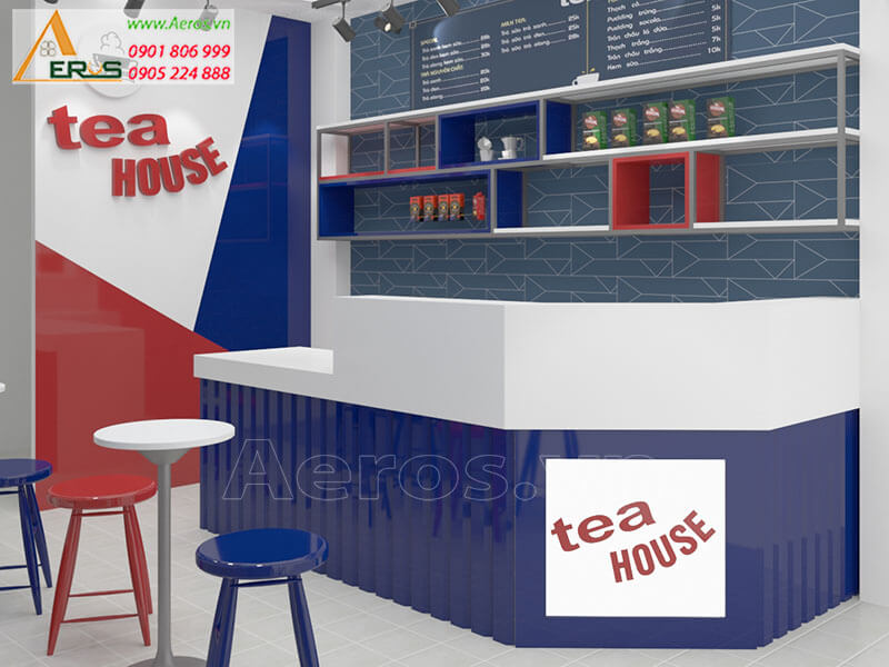 Thiết kế thi công nội thất quán trà sữa Tea House của chị Dung tại quận 8, TP.HCM