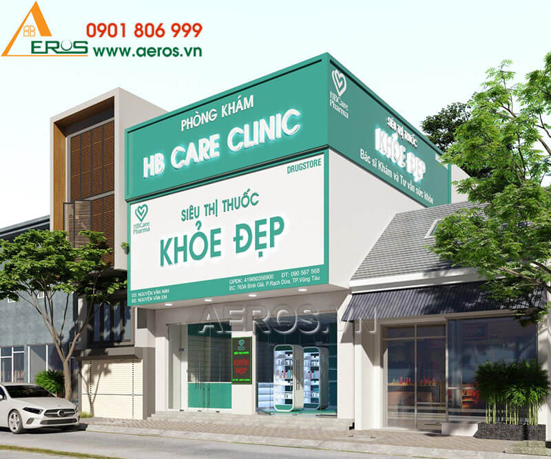 Thiết kế bảng hiệu nhà thuốc HB CARE tại Vũng Tàu - chi nhánh Bình Giã
