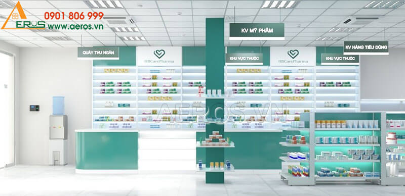 Thiết kế tủ quầy nhà thuốc HB CARE tại Vũng Tàu - chi nhánh Bình Giã