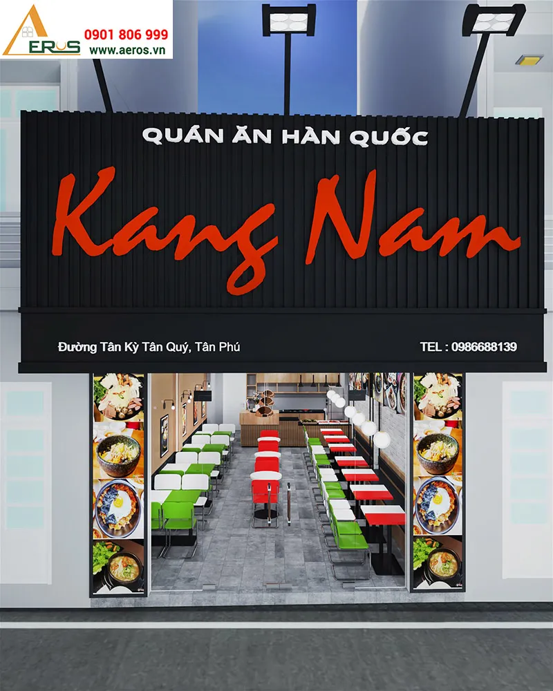 Thiết kế quán ăn Hàn quốc Kang Nam tại quận Tân Phú