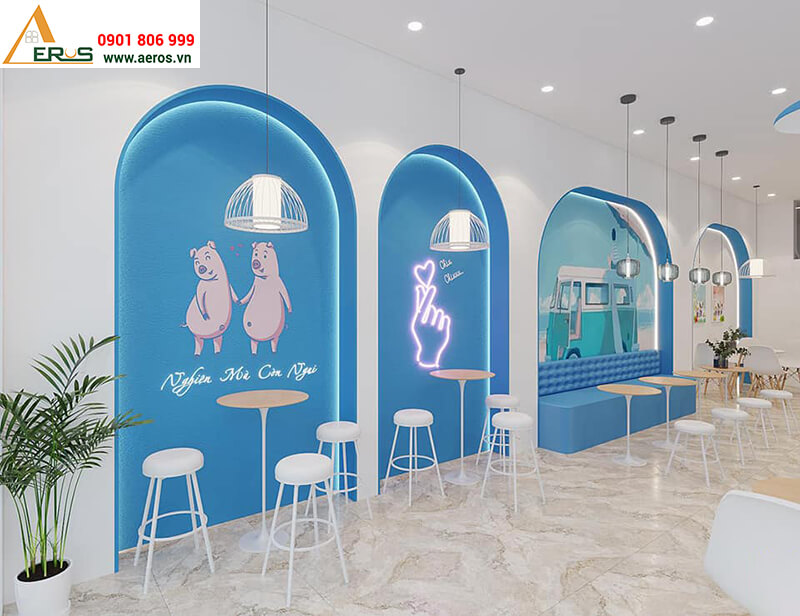 Thiết kế nội thất quán sữa chua trân châu Hippo tại quận Gò Vấp, TP.HCM