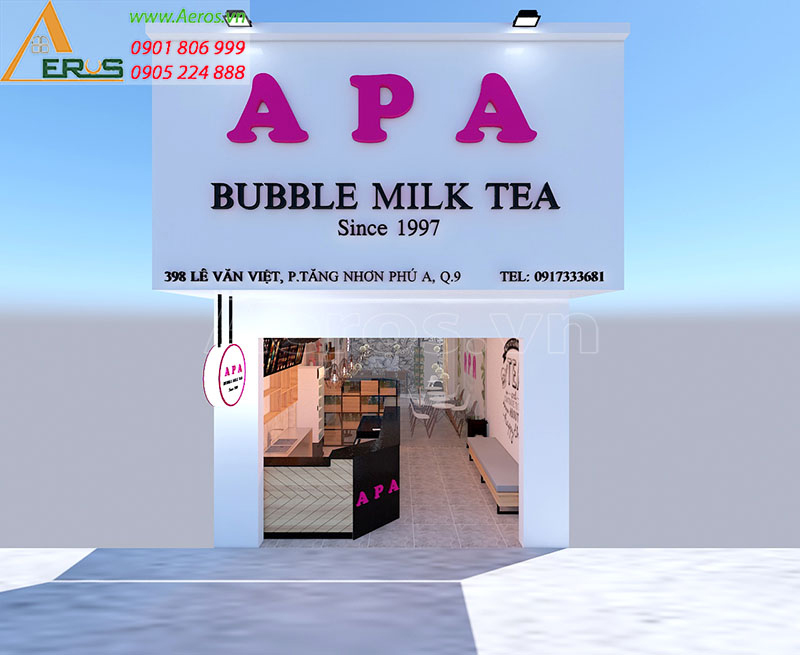 Thiết kế quán trà sữa APA tại quận 9