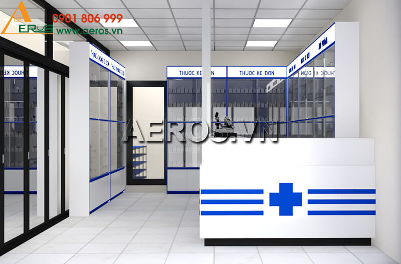 Hình ảnh thiết kế kế tủ quầy nhà thuốc tây GPP HẢI THANH tại quận 10, TPHCM