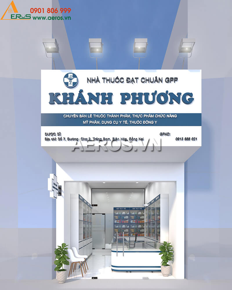 Hình ảnh thiết kế thi công nhà thuốc tây GPP Khánh Phương tại Biên Hòa, Đồng Nai