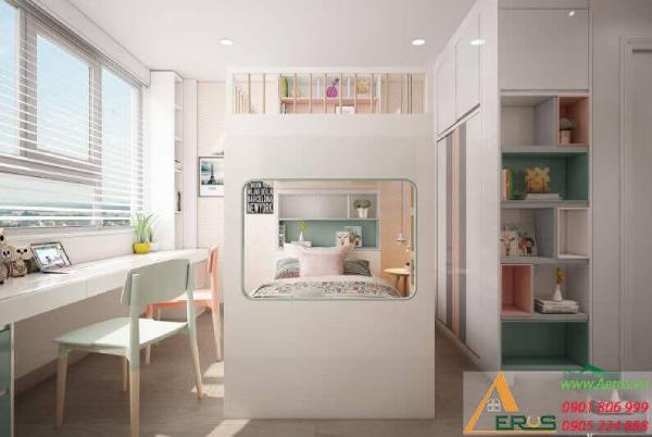 Thiết kế thi công nội thất chung cư 50m2 2 phòng ngủ Dreamhome