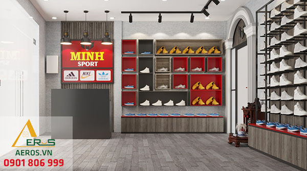 Thiết kế shop giày thể thao Minh Sport tại Long An