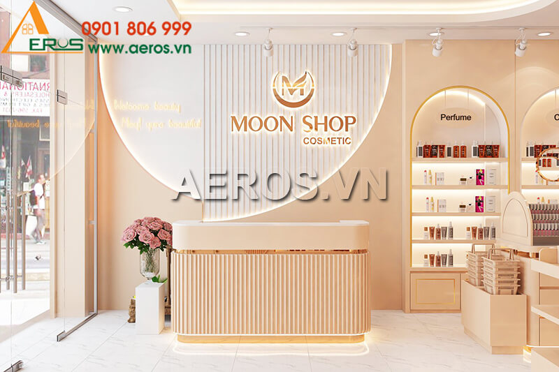 Hình ảnh thiết kế thi công shop mỹ phẩm MOON SHOP tại Đức Hòa, Long An