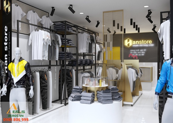 Thiết kế cửa hàng chuyên trời trang Unisex HanStore 