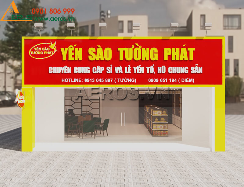 Thiết kế thi công shop yến sào , đông trùng hạ thảo, shop sâm nấm Tường Phát tại Thuận An, Bình Dương