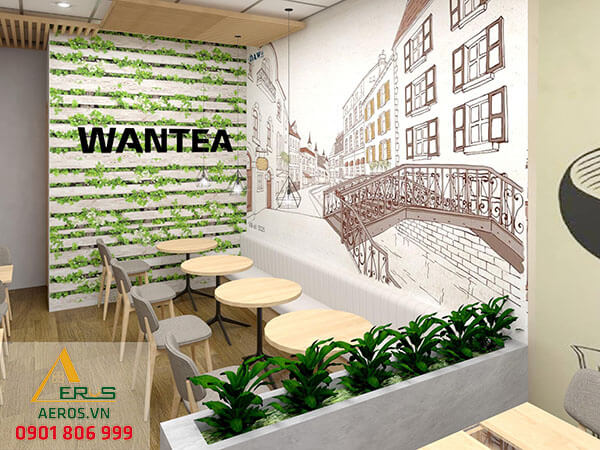 Thiết kế quán trà sữa Wantea của chị Linh tại Quận Tân Phú