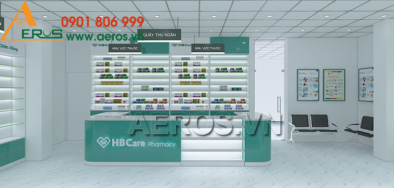 Thiết kế tủ quầy nhà thuốc HB Care chi nhánh Hoàng Hoa Thám, Vũng Tàu