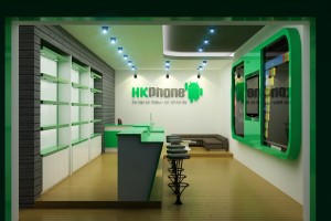 Thiết kế nội thất cửa hàng điện thoại HK của anh Khôi tại Long An