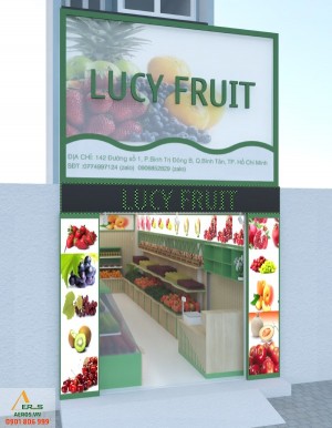Thiết kế thi công shop trái cây Lucy Fruit của anh Hiển tại Bình Tân