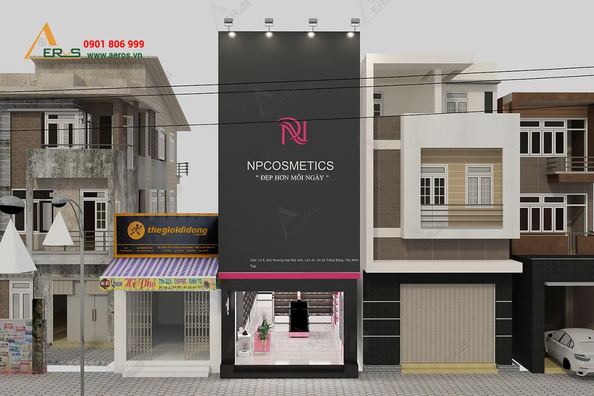 Nội Thất Aeros thiết kế nội thất shop mỹ phẩm NP COSMETICS ở Tây Ninh