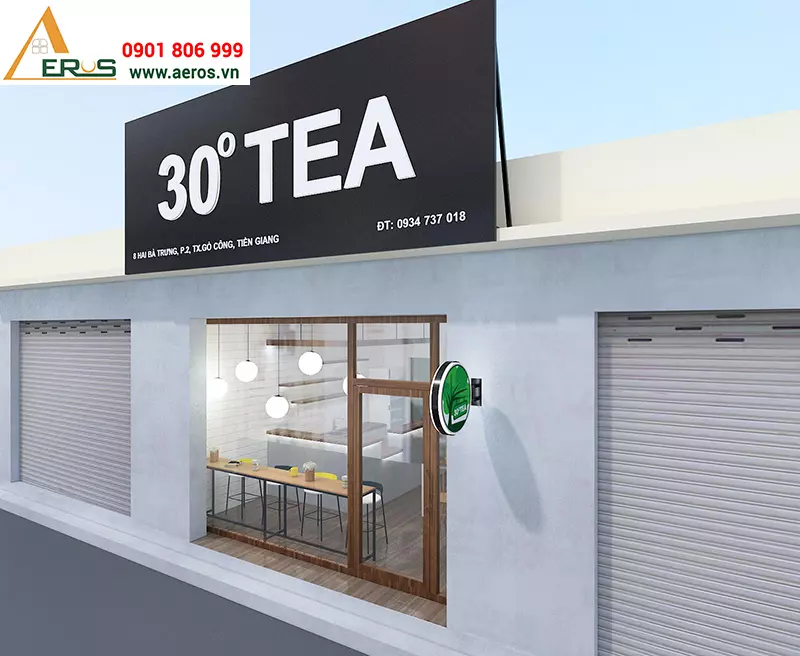 Thiết kế thi công quán trà sữa 30 độ TEA tại Tiền Giang